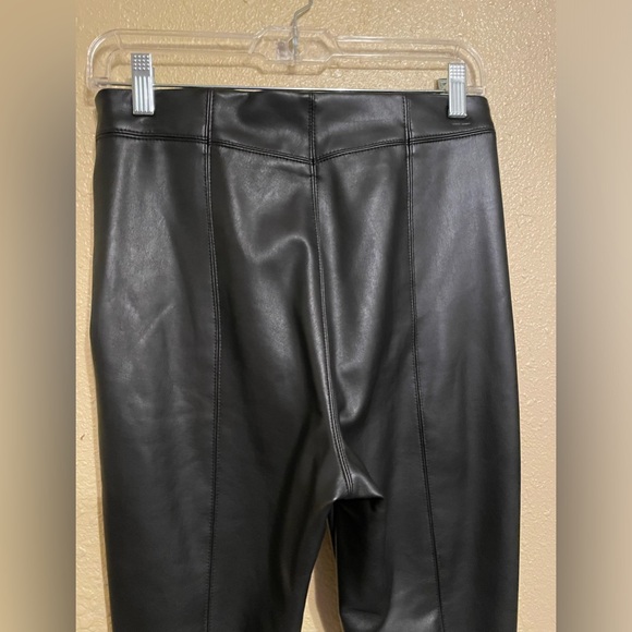 Topshop Womens Faux Leather Black Pants Lace Up Leg Elastic Waist Side Zip Sz 8 - Picture 7 of 9